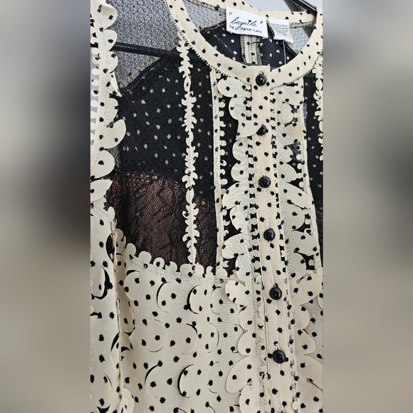 Anthropologie X beguile by Byron Lars Black/White Lace Polka Dot Dress - Picture 2 of 6